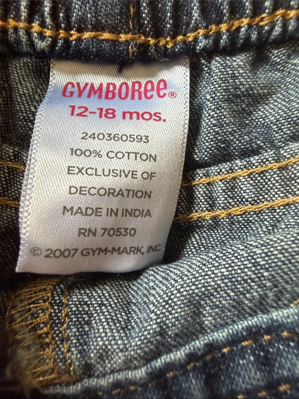 Vintage Gymboree Ice Cream Social Capri Jeans Scalloped Hem Size 12-18 Months